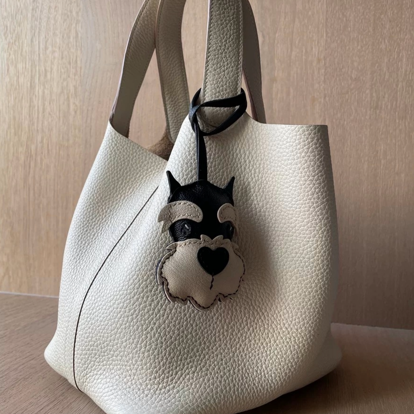 real leather bag charm